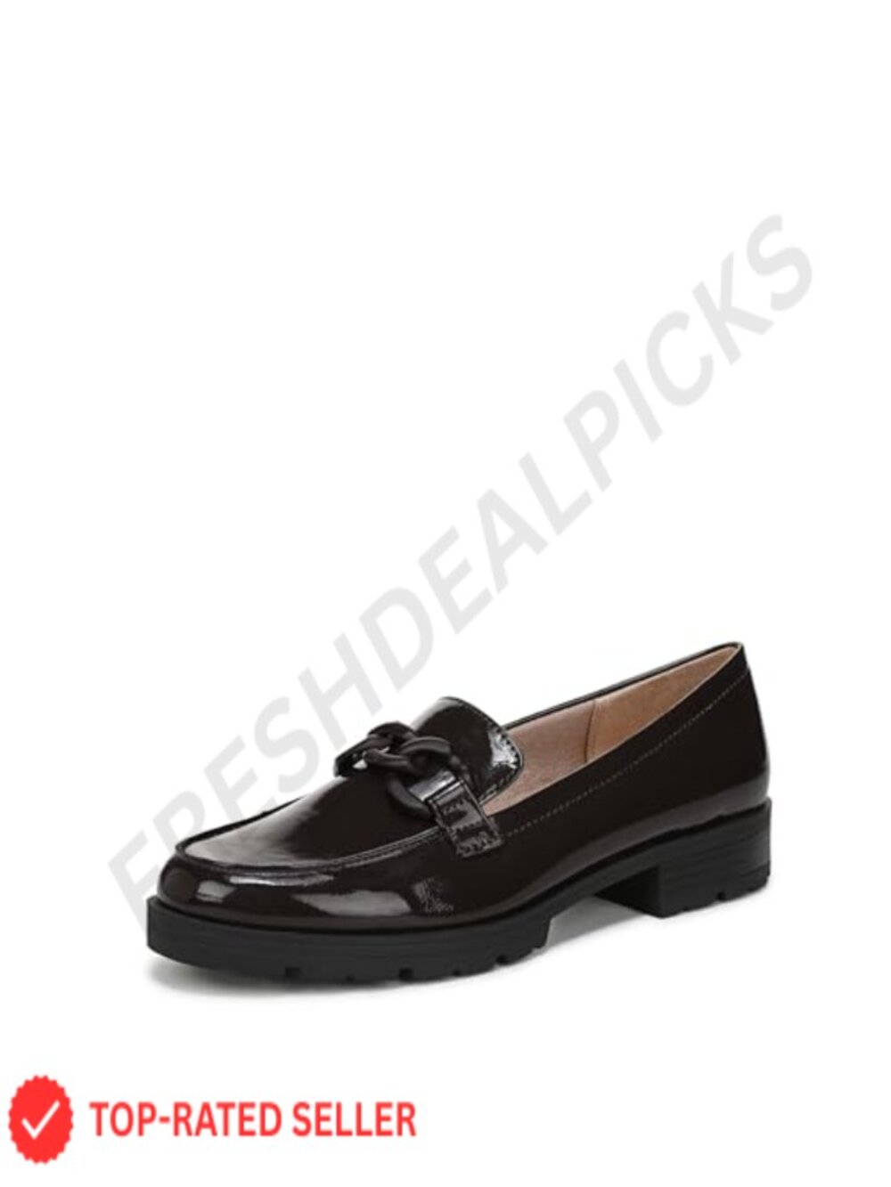 LifeStride Women's Faux Leather Chain Link Slip-On Loafers